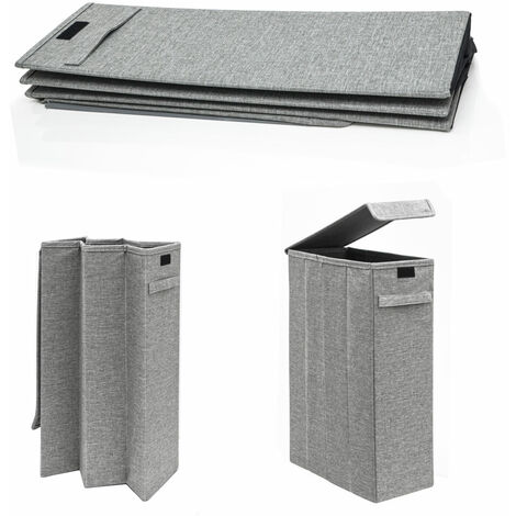 Portabiancheria Legno POWZOO 110L Cesto Portabiancheria Coperchio,2 Borsa Per La Biancheria Rimovibile,Pieghevole Cesto Biancheria Sporca 2 Scomparti