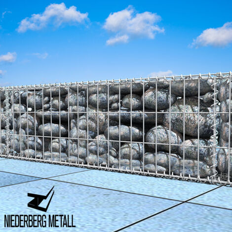 Gabbione In Metallo Wiltec 100x80x30 Cm - Per Recinzioni E Muri Di Sostegno