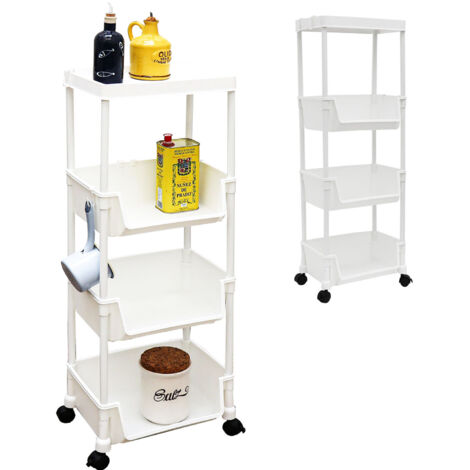 Carrello Portatutto Con Ruote Per Cucina - 4 Ripiani E 3 Cassetti, Salvaspazio E Multiuso - Foto 8