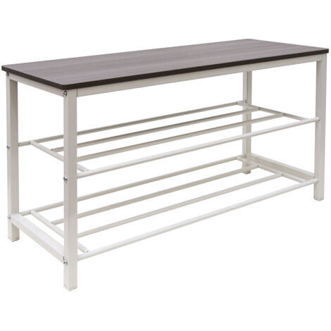 Panca Porta Scarpe FATORRI In Legno 100 Cm – Cassetto Ribaltabile E Design Noce+rovere Per Ingresso - 3