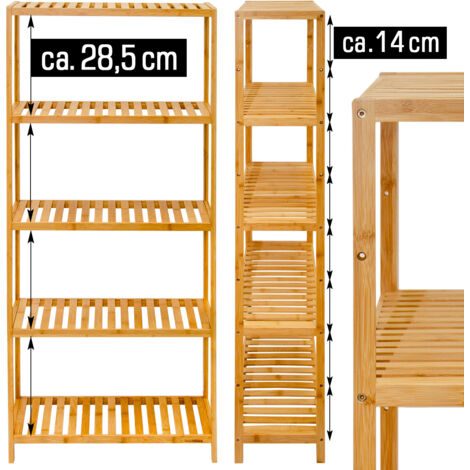 Scaffale Aperto In Bambù DuneDesign, 3 Ripiani, 83x38x40 Cm, Leggero E Resistente All'Umidità, Per Bagno, Cucina, Soggiorno
