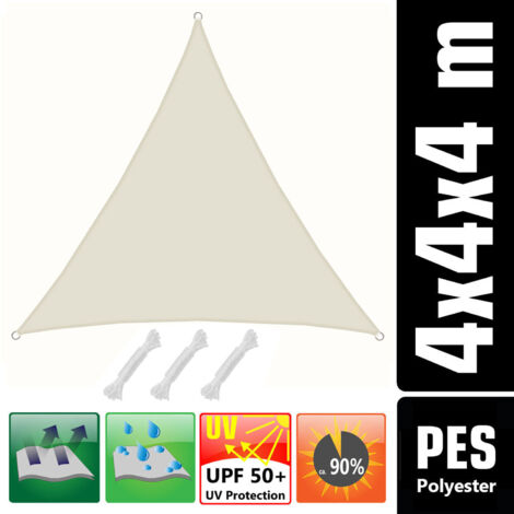 SUNNY GUARD Vela ombreggiante Impermeabile 3x4m Tenda a Vela Rettangolare,Tenda da Sole per Esterno Protezione Raggi UV per Giardino Esterno terrazza, Crema