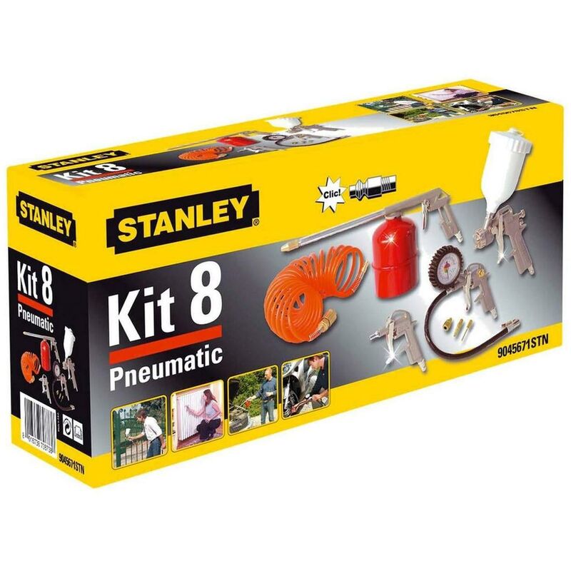 Kit 8 pneumatic stanley kit accessori compressore aria compressa 8 pz  aerografo