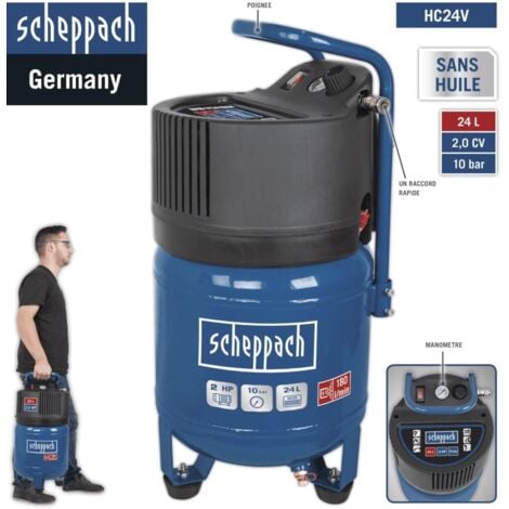 Compressore Scheppach hc24v aria verticale 24 lt litri 1,5 hp salvaspazio