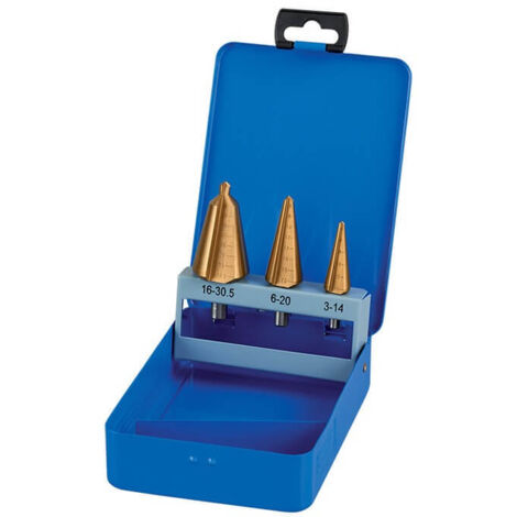 Serie 3 utensili conici allargafori 3-30.5 mm gambo cilindrico Fervi a014/03-30s (1/3)