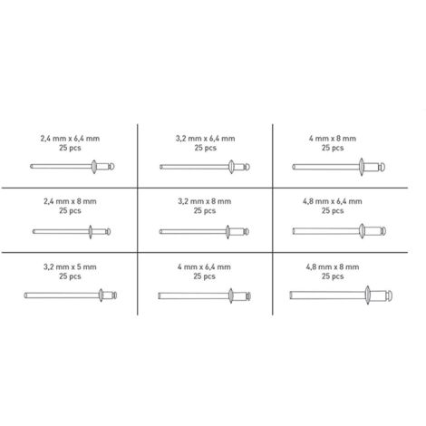 d x L x D 3,2 x 6 x 6,5 Dimensioni 50 RIVETTI A STRAPPO IN ALLUMINIO PER RIVETTATRICE mm d x L x D 3,2 x 6 x 6,5 Dimensioni 50 RIVETTI A STRAPPO IN ALLUMINIO PER RIVETTATRICE mm