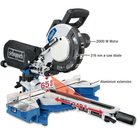 Troncatrice radiale legno Scheppach hm216 2000 w sega circolare ø 216 laser