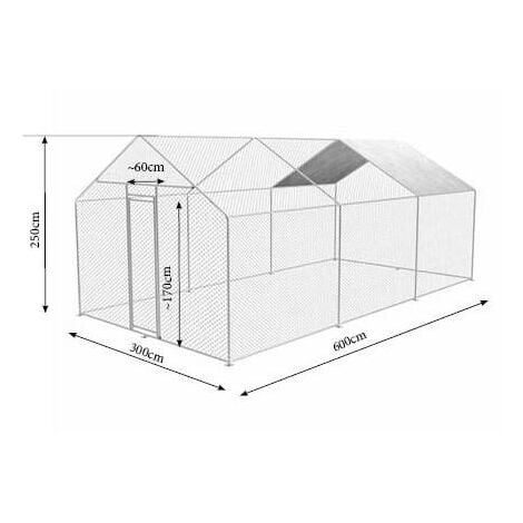 Gabbia per polli da esterno 3x6x2,5m pollaio acciaio zincato Zipper zi-cr362