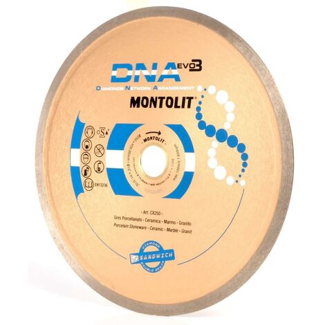 DISCO DIAMANTATO 250 MM MONTOLIT DNA CX250 PER GRES CERAMICA DELICATA MARMO GRANITO