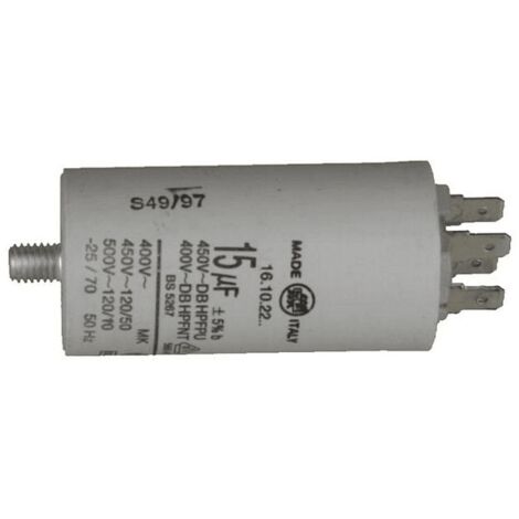 CONDENSATEUR PERMANENT 15 ΜF 450 V POUR LAVE LINGE - 11313