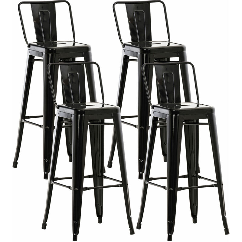 Set 4 Sgabelli Bar In Metallo Mason nero