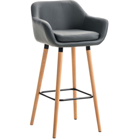 Sgabello Grant in pelle sintetica grigio (1/5)