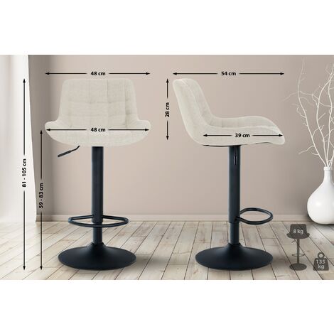 Set di 2 sgabelli da bar Tover crema Tessuto