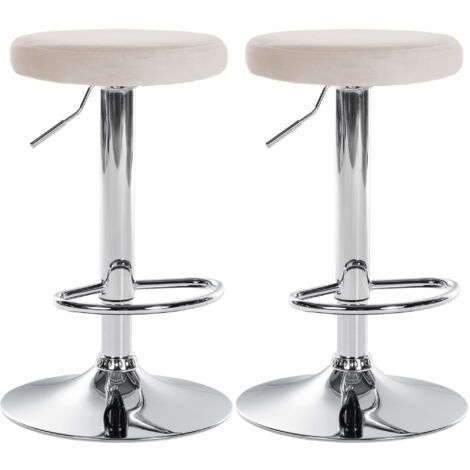 Set di 2 sgabelli da bar Ponte velvet crema Metallo in look cromato