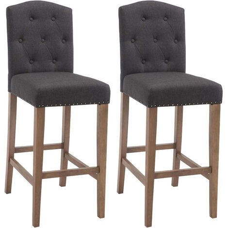 Set 2 Sgabelli Bar Louise in Tessuto grigio scuro antico chiaro (1/5)