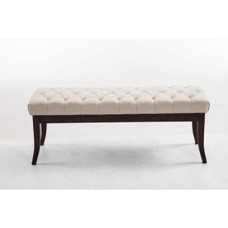Panca design RAMSES in legno scuro antico e tessuto crema 120 cm (1/3)