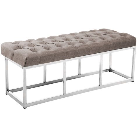 Panca AMUN in tessuto e acciaio inox Tortora 120 cm
