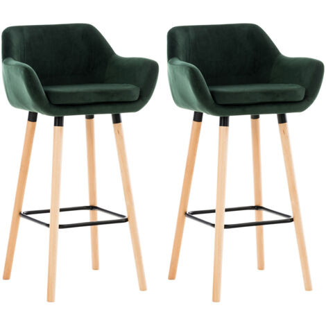 Set 2 Sgabelli da Bar Grant Velluto verde (1/5)