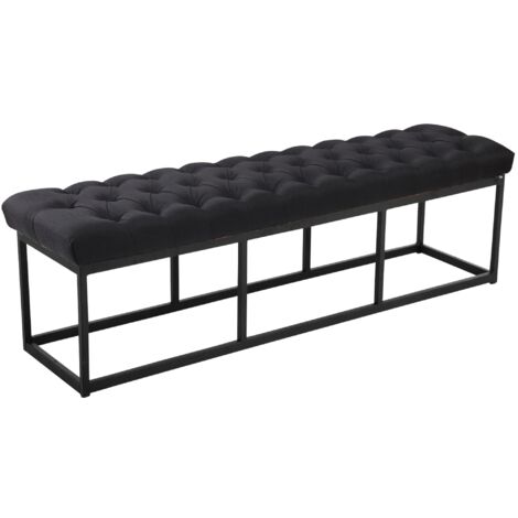 Panca design AMUN in metallo nero opaco e tessuto nero 150 cm