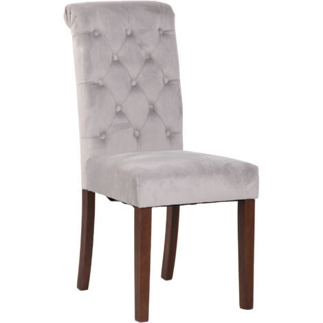 Sedia da cucina Lisburn design Chesterfield grigio Velluto