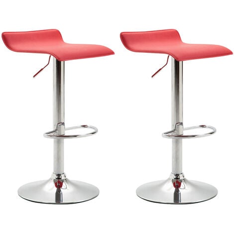 Set 2 Sgabelli Bar Dyn V2 In Similpelle rosso chrom