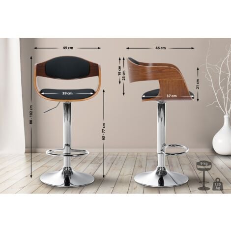 Sgabello Kingston in Similpelle Noce/nero