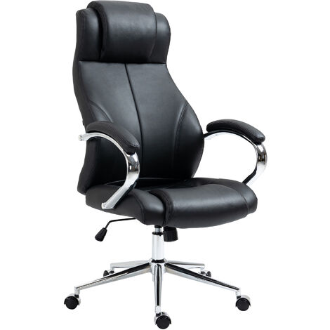 Sedia da ufficio in vera pelle Salford nero