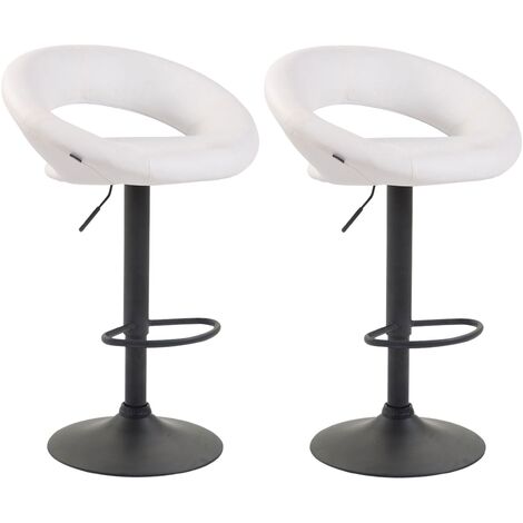 Set di 2 sgabelli da bar Olinda in finta pelle bianco nero (1/2)