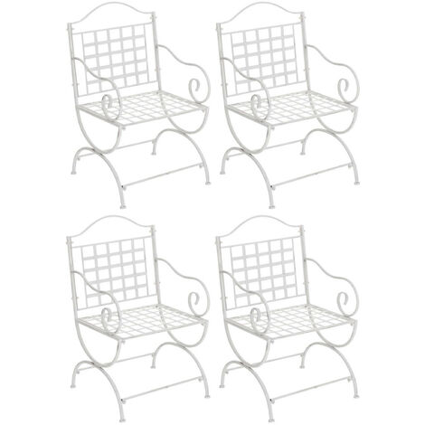 Set 4 Sedie Da Giardino In Ferro Lotta - Stile Art Nouveau Con Braccioli, Design Vintage Per Esterni - Foto 9