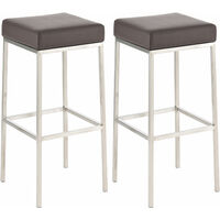 Set 2 sgabelli bar Montreal in similpelle marrone acciaio inossidabile