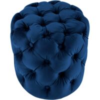 Pouf Drancy in velluto trapuntato blu M