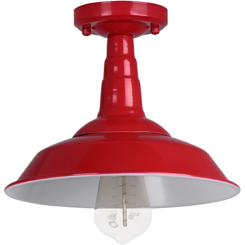 Plafonnier vintage rouge framboise et ampoule LED rétro, Ferroluce, Luminaires en céramique et porcelaine