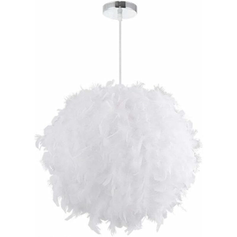 iDEGU Lustre Suspension Ø 30cm Lustre Plume Blanche Suspension Luminaire  pour Chambre : : Luminaires et Éclairage