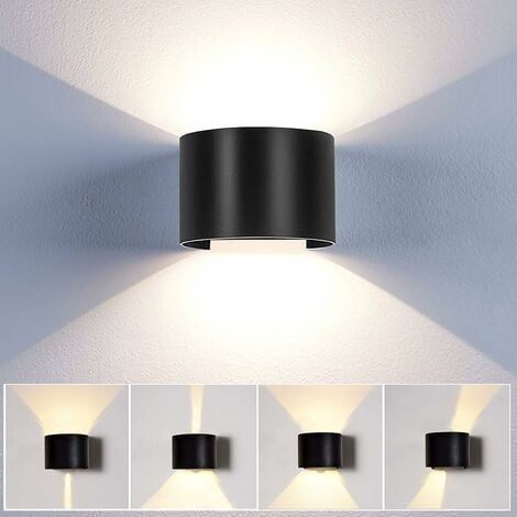 Applique Mural Interieur 12W LED Noir, Lampe murale Moderne Up and Down Design Pour Couloir Escalier Salon (Blanc Chaud)