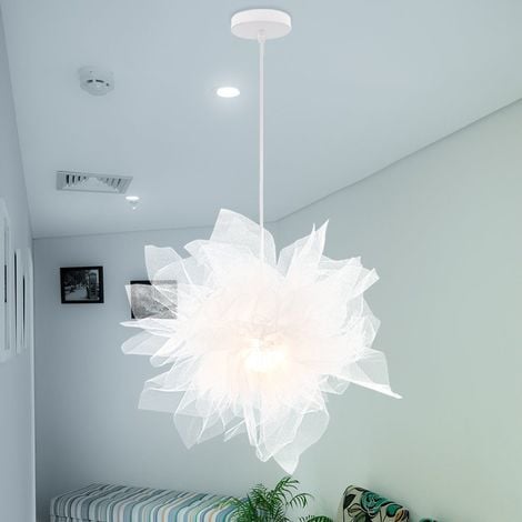 Lampe - Suspension en Plumes 30cm Plafonnier Lustre Luminaire Chambre  Couloir