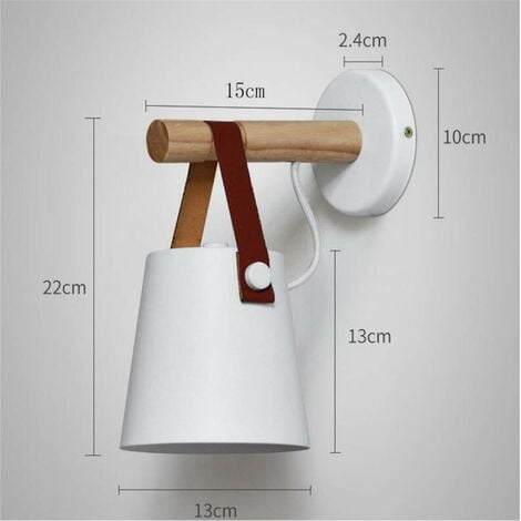 Blanc Moderne Applique Murale LED Industrielle Métal Bois éclairage Wall  Light Luminaire E27 Douille pour Décoration Chambre Restaurants Café