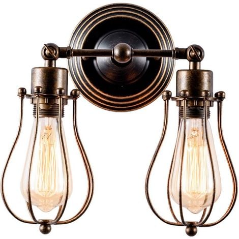 Applique Murale Industrielle Vintage Lampe 2 lumières Retro pour Maison de Café Loft Cuisine Salon et chambre d'hôtel (Bronze)