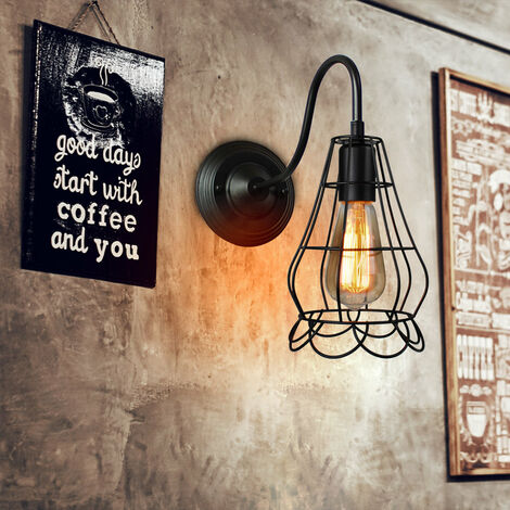 IDEGU Lampe Murale Interieur en Métal Applique Murale en Cage Industrielle  Style vintage pour Couloir Salon