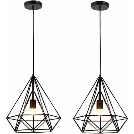 Lampe à suspension lampe à suspension en métal laiton noir lampe de salon  plafonnier en forme de cage, forme de treillis, 1x E27, DxH 20x150 cm