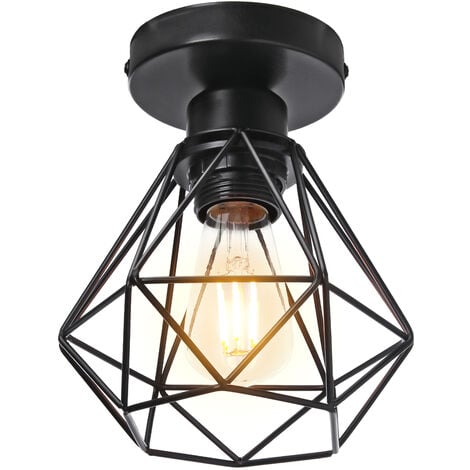main image of "STOEX Plafonnier Industriel en Métal, Suspension Luminaire Style Vintage Design forme Cage Diamant Rétro pour Salon Chambre Salle à manger(sans ampoule)(x1)"