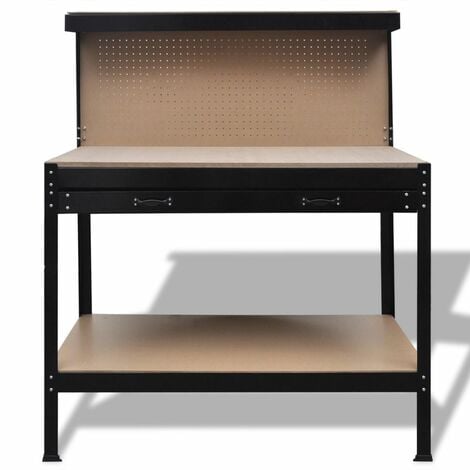 Workbench with Pegboard and Drawer vidaXL