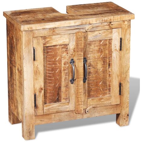 Bathroom Vanity Cabinet with Mirror Solid Mango Wood vidaXL