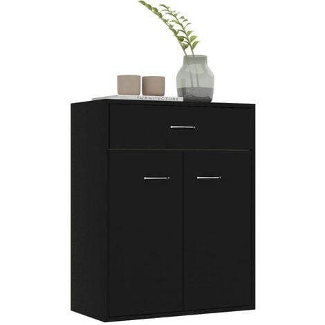 Buffet Noir 60x30x75 cm Aggloméré