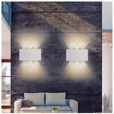 Moderne Applique Murale LED Interieur Aluminium , Blanc Lampe Murale Up  Down LED pour Chambre Salon Couloir Porche Escalier Maison - 4W Blanc Chaud