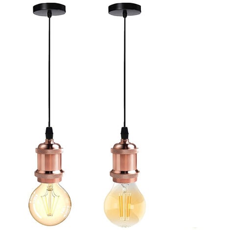Suspension luminaire en métal DIY lampe accessoires lot de 2 , Douilles  Spirale E27 avec câble réglable 100cm, Support de lampe e27 porte ampoules  fil
