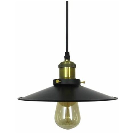 Rétro Suspension industrielle 22CM Lustre Abat-Jour Lampe de Plafond luminaire E27 Noir