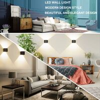 Applique Mural Interieur 12W LED Noir, Lampe murale Moderne Up and Down Design Pour Couloir Escalier Salon (Blanc Chaud)