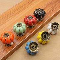 Lot de 7 Boutons de tiroir en céramique bouton de meuble forme citrouille pour tiroirs et placards de cuisine - mélange de couleurs