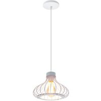 Métal Suspension Blanc Cage Industriel Vintage Suspensions Luminaire Métal Retro Antique Suspensions Luminaire Cage Edison Culot E27 Plafonnier Luminaire