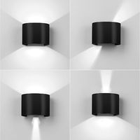 12W Applique Murale Led Interieur Lampe de Mur Blanc Froid Moderne Decoration Noir pour Chambre Bureau Salon Salle de bain Couloir